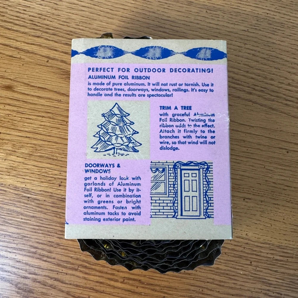 Vintage Aluminum‎ Foil Ribbon Gold 30 Feet Fireproof Holiday Decor